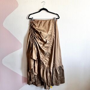 Scarlet Darkness Gold Maxi Skirt Mermaid Hem Vintage Inspired Victorian Glam XL